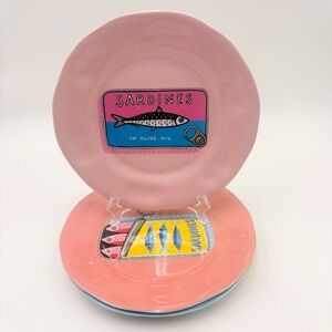 Prima Design Bex Morley Sardine Tin Melamine Salad Plates Set of 4 Multicolor